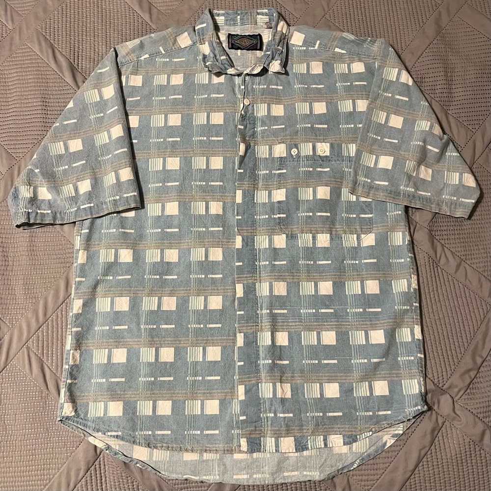 Vintage Weekends Mens Button Down Shirt (L)